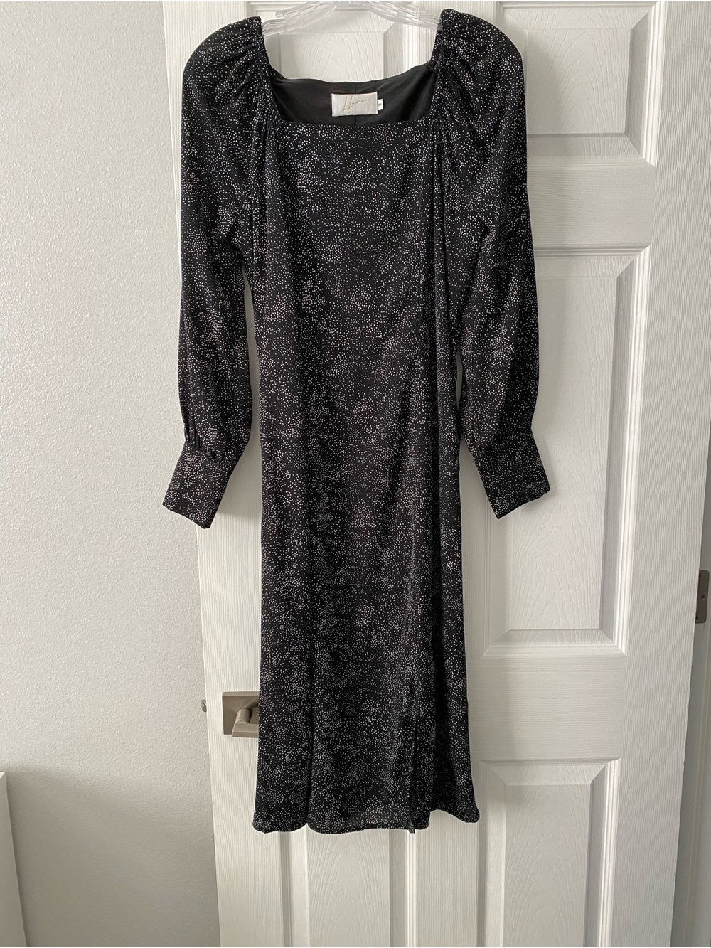 Polka dot long sleeve midi dress
